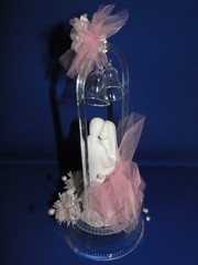 New Vintage Wilton «Rhapsody» Wedding Cake Top, white porcelain, pink 117-305