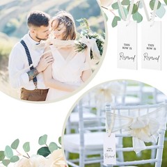 Kosiz 24 Pack Reserved Chairs Signs with Ribbon for Wedding Reception Party R…
