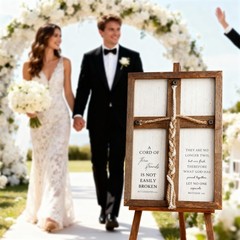 A Cord of Three Strands Wedding Ceremony Sign Elegant Trinity Braid Cross for…