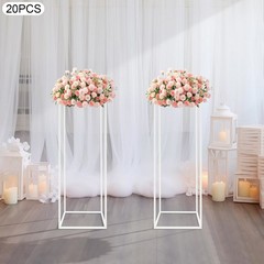 White 20 PCS Geometric Flower Stand For Wedding, Flower Stand 10.63*10.63*31.5in