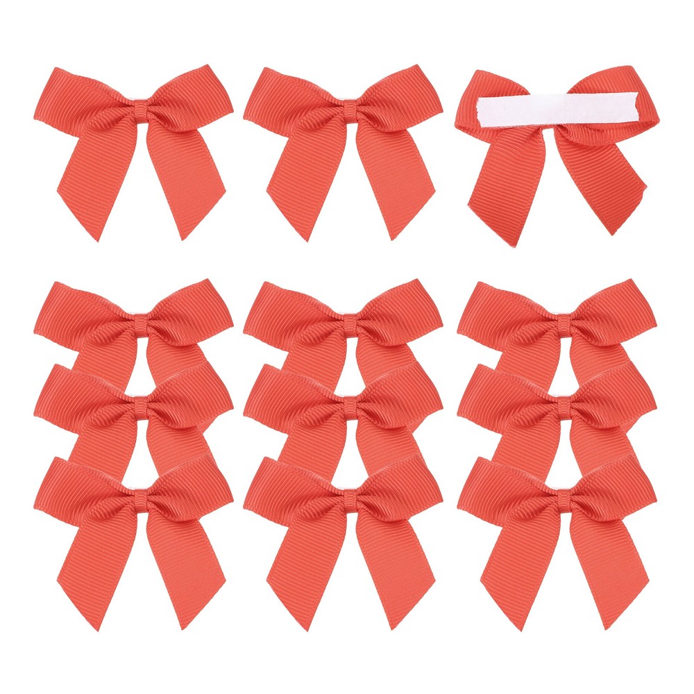 12Pcs Mini Grosgrain Ribbon Bow 2″ Self Adhesive Flower Bows Red