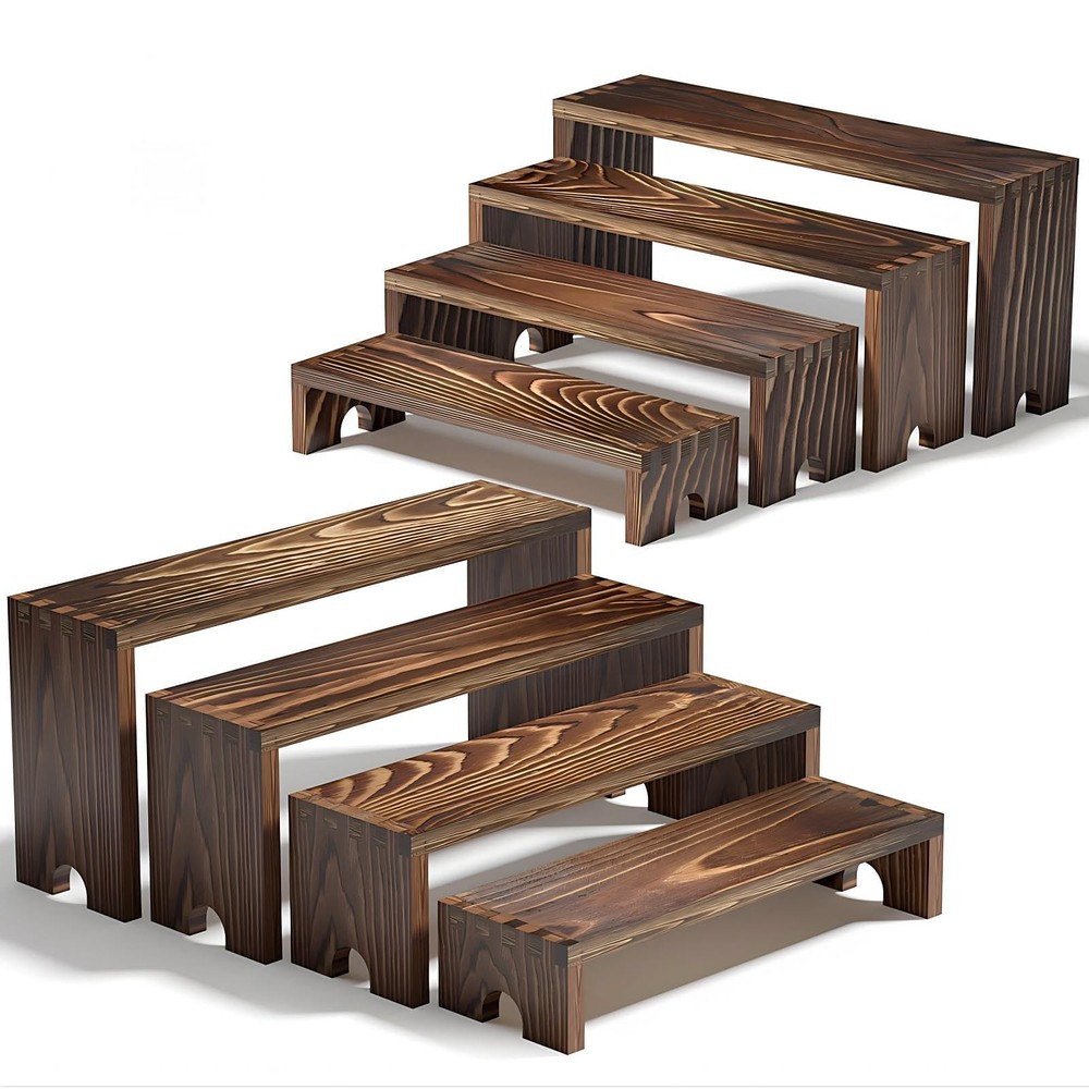 Vecxoty 2 Set Wooden Tiered Risers Display Stands For Vendor Eventsstackable