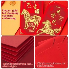 OHOME Chinese New Year Red Envelopes – 2026 Years 6.5×3.6 inch, Gold