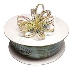 1/8″ 50 Yards Organza Iridescent Center with String Pull Ribbon Bow LIME
