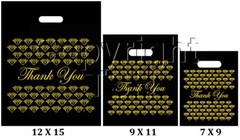 BLACK & GOLD PLASTIC BAGS STORE BAGS JEWELRY BAGS » Thank You » LOT OF 100