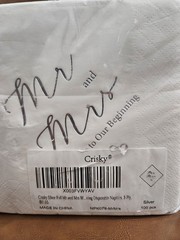 🎉 Grand Opening Special! Crisky Mr and Mrs Silver Foil Wedding Napkins 100Count
