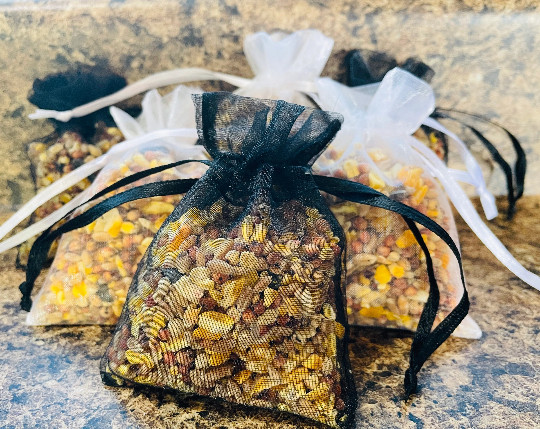 75 Black and White Birdseed Bags, Organic Wedding Toss, All Natural, Eco++++