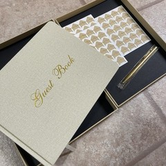 Wedding Engagement Guest Book 7×9” Elegant Gold Photo Album 100 Blank Page