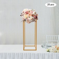 Gold 20 PCS Geometric Flower Stand For Wedding, Flower Stand 9.45*9.45*23.62 in