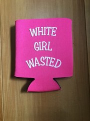 Pink white girl wasted can coozie insulated can holder quick ship 2 PCS – PAIR