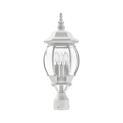 Lighting 7526-13 Post Top Light Fixture, White | Clear Beveled Glass Shades