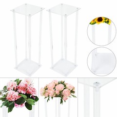 2Pcs Acrylic Flower Stand Column Vase Rack Wedding Centerpieces Tabletop Decor