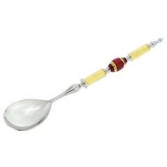GlassOfVenice Italian Murano Glass Salad Spoon – Gold Red Stripes