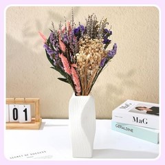 2 Pack Large Dried Flower Bouquets 15.7 inch Lavender Baby Breath Purple, Pink