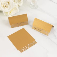 50 GOLD Paper Table Name PLACE CARDS Laser Cut Leaf Vine Design Party Events