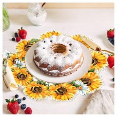 Sunflower Daisy Floral Placemats Set of 10, Disposable Round Paper Sunflower