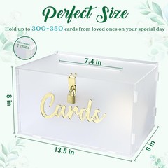 Frosted Acrylic Wedding Card Box Lock Large Gift Reception Slot String Light