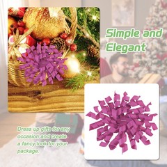 6 Pcs 4 Inch Grosgrain Curly Bows for Gift Wrapping Self-Adhesive Rose Purple