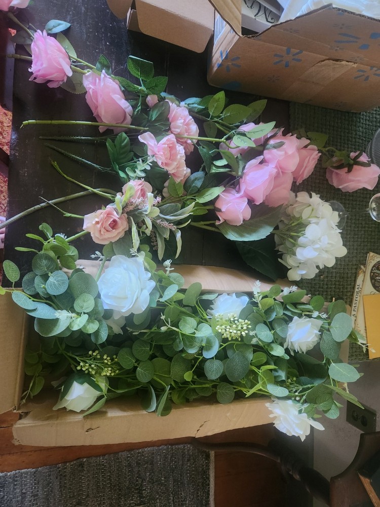 Lot of Wedding Flowers and Garlands White and Pink