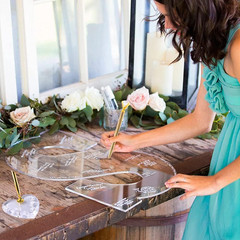 Midube Signing Pen and Acrylic Holder Set Pen for Wedding Bridal Guest Sign in A