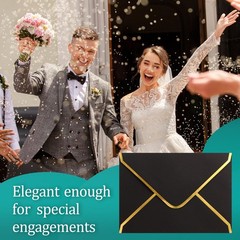 (50 Pack 5×7 Inch) Black Envelopes for Invitations with Gold inches