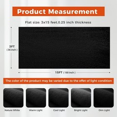 3ftx15ft Black Carpet Runner, 450GSM Extra Thick Non-Slip TPR Rubber, Indoor/…