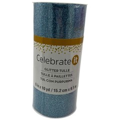 Lot 4 NEW Glitter Tulle Spools 6″ x 10 yds ea. Pastel Pink White Blue Purple