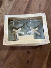 Country Keepsakes Bride & Groom Toasting Glasses NEW OLD Stock 4.75” Tall