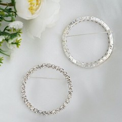 2″ Silver Circle Rhinestones BROOCH PIN Chair Sashes Wedding Party Decorations