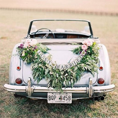 JUST Married Banner Car Decorations, Gold Glitter Just Married Sign Garland for