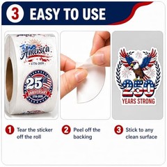 500 Pcs 4th of July Stickers Roll 1.5 Inch Patriotic Self Adhesive Labels 1776