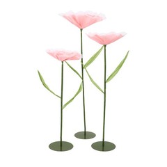 3pcs Artificial Handmade Free Standing Decoration Corn Poppy Flower Round Bases