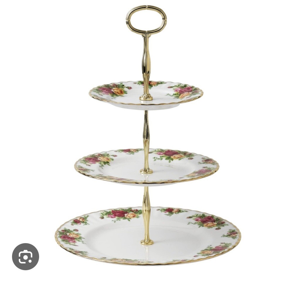royal albert old country rose 3 Tier Cake Stands