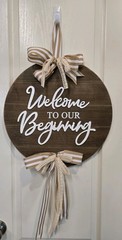 Wedding wood sign Farmhouse welcome door decor newlywed door wreath wedding gift