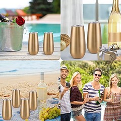 Pack Insulated Champagne Tumblers, Stemless Champagne Tumbler 6 Oz, 8 Gold