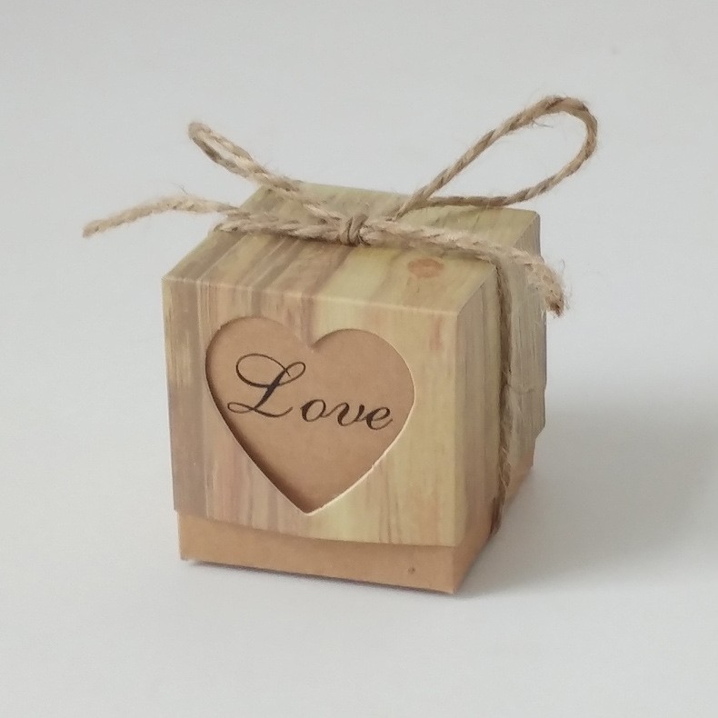 50X Wedding Favor Boxes Kraft Paper Candy Box Wedding Decoration