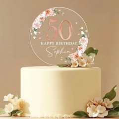 Personalized Happy Birthday Cake Topper – Acrylic Custom Name Topper for Any Age