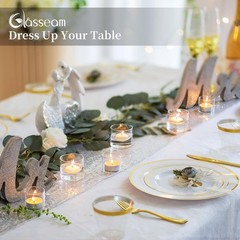 Set Of 48 Clear Tea light Candle Holders Glass Votive Bulk For Table Centerpiece