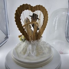 Roped with Love ~ Western Cake Topper Groom Black Cowboy Hat Bride in White READ