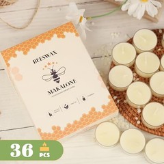 Pcs Beeswax Tea Light Candles-4 Hour Burn Time,100% Pure Natural 36 White