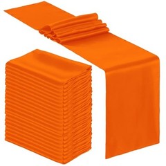 24 Pcs Satin Table Runner Bulk 12 x 108 Inches Long Table Runners Orange