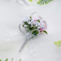 2Pcs Rose Corsage Wristlet and Boutonniere Set, Artificial Wrist Corsage Brac…
