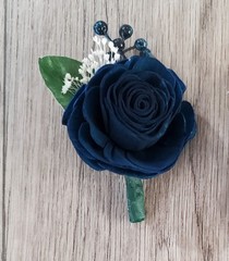 Lavender Navy Blue Bridal Bouquet Sola Wood Bridesmaid Purple Wedding Flowers