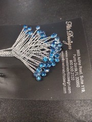 1 Doz. Diamond Rhinestone Spray, Sapphire Blue Wired Rhinestones Corsage Bouquet
