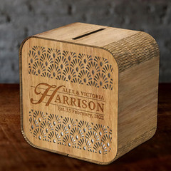 Personalised Wooden Wedding Card Wishing Box – Square