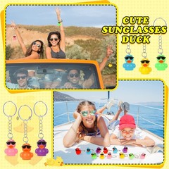 100 Pcs Mini Resin Duck Keychains Bulk Mini Sunglasses Resin Ducks Charms Pendan