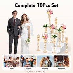 24 In. H Gold Metal Iron Crystal Decor Vases Wedding Party Table Decoration Vase