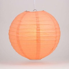4″ Peach / Orange Coral Round Paper Lantern, Even Ribbing, Hanging (10 Pack)