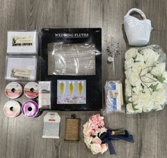 Wedding Special Occasion Decor Lot Thank You Cards Flutes Flowers Lace Ribbons