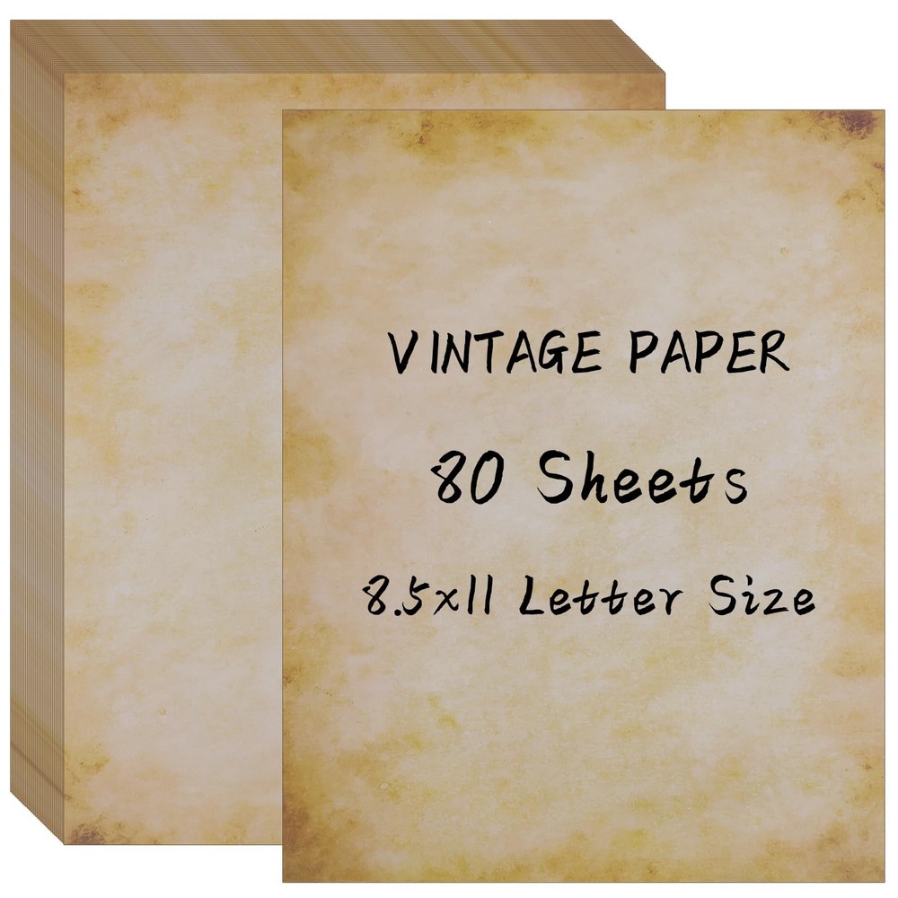 80 Sheets Vintage Paper, 8.5″ x 11″ Letter Size Printer Letter, Brown